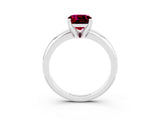 White gold Cushion Cut Garnet Solitaire Engagement Ring with Round Band and Four-Prong Setting_3