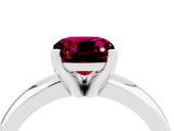 White gold Cushion Cut Garnet Solitaire Engagement Ring with Round Band and Four-Prong Setting_4