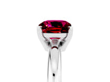 White gold Cushion Cut Garnet Solitaire Engagement Ring with Round Band and Four-Prong Setting_5