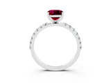White gold Cushion Cut Garnet Solitaire Pavé Band with Four-Prong Setting_3