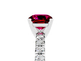 White gold Cushion Cut Garnet Solitaire Pavé Engagement Ring with Round Band and Prong Setting_101
