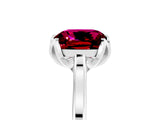 White gold Cushion Cut Garnet Solitaire Ring with Flower Prong Setting and Classic Band_77