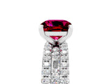 White gold Cushion Cut Garnet Solitaire Ring with Pavé and Channel Set Band_5