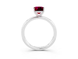 White gold Cushion Cut Garnet Solitaire Ring with Thin Band and Four-Prong Setting_3