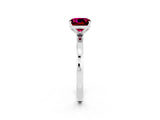 White gold Cushion Cut Garnet Solitaire Ring with Thin Band and Prong Setting_14