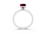 White gold Cushion Cut Garnet Solitaire Ring with Thin Band and Prong Setting_15