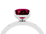 White gold Cushion Cut Garnet Solitaire Ring with Thin Band and Prong Setting_16