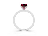 White gold Cushion Cut Garnet Solitaire Ring with Thin Band and Prong Setting_39