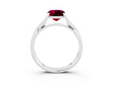 White gold Cushion Cut Garnet Solitaire Twist Band Prong Setting Ring_118