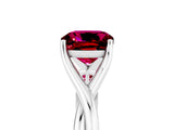 White gold Cushion Cut Garnet Solitaire Twist Band Prong Setting Ring_120
