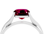 White gold Cushion Cut Garnet Solitaire Twist Band Prong Setting Ring_130