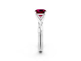 White gold Cushion Cut Garnet Solitaire Twist Band Prong Setting Ring_131
