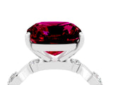 White gold Cushion Cut Garnet Solitaire Twisted Band with Round  Accents and Prong Setting_16