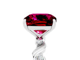 White gold Cushion Cut Garnet Solitaire Twisted Band with Round  Accents and Prong Setting_17