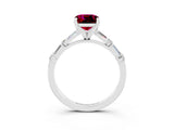 White gold Cushion Cut Garnet Solitaire with Side Baguettes and Channel Set Band_3