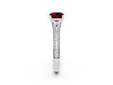 White gold Cushion Cut Garnet Split Shank Engagement Ring with Pavé Band_2