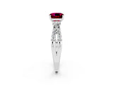 White gold Cushion Cut Garnet Three-Stone Ring with Pavé Split Shank and Four-Prong Setting_14