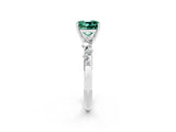 White gold Cushion Cut Green Sapphire Cluster Side Stone Solitaire Ring with Prong Setting_26