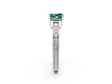 White gold Cushion Cut Green Sapphire Engagement Ring with Milgrain Channel Set Band and Prong Setting_2