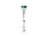 White gold Cushion Cut Green Sapphire Engagement Ring with Side Stone Accents and Four-Prong Setting_26