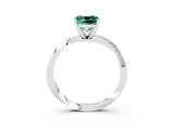 White gold Cushion Cut Green Sapphire Engagement Ring with Side Stone Accents and Four-Prong Setting_27