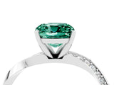 White gold Cushion Cut Green Sapphire Engagement Ring with Side Stone Accents and Four-Prong Setting_28
