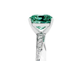 White gold Cushion Cut Green Sapphire Engagement Ring with Side Stone Accents and Four-Prong Setting_29