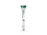 White gold Cushion Cut Green Sapphire Engagement Ring with Side Stone Accents and Four-Prong Setting_53