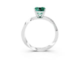 White gold Cushion Cut Green Sapphire Engagement Ring with Side Stone Accents and Four-Prong Setting_54