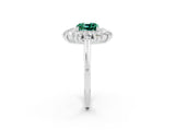 White gold Cushion Cut Green Sapphire Floral Double Halo Engagement Ring with Prong Setting_38