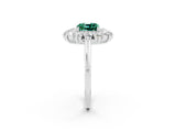 White gold Cushion Cut Green Sapphire Floral Double Halo Engagement Ring with Prong Setting_62
