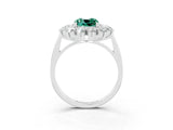 White gold Cushion Cut Green Sapphire Floral Double Halo Engagement Ring with Prong Setting_63