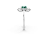 White gold Cushion Cut Green Sapphire Floral Double Halo Engagement Ring with Prong Setting_86