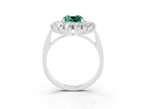 White gold Cushion Cut Green Sapphire Floral Double Halo Engagement Ring with Prong Setting_87