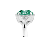 White gold Cushion Cut Green Sapphire Halo Ring with Tapered Band and Four-Prong Setting_11