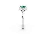 White gold Cushion Cut Green Sapphire Halo Ring with Tapered Band and Four-Prong Setting_2