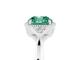 White gold Cushion Cut Green Sapphire Halo Ring with Tapered Band and Four-Prong Setting_5