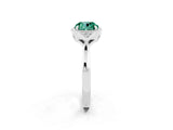 White gold Cushion Cut Green Sapphire Halo Ring with Tapered Band and Four-Prong Setting_8