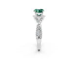 White gold Cushion Cut Green Sapphire  Halo Twist Band Solitaire Prong Setting Ring_26