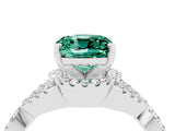 White gold Cushion Cut Green Sapphire  Halo Twist Band Solitaire Prong Setting Ring_28