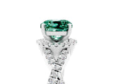 White gold Cushion Cut Green Sapphire  Halo Twist Band Solitaire Prong Setting Ring_29