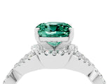 White gold Cushion Cut Green Sapphire Halo Twist Band Solitaire Prong Setting Ring_4