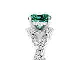 White gold Cushion Cut Green Sapphire Halo Twist Band Solitaire Prong Setting Ring_5