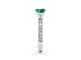 White gold Cushion Cut Green Sapphire Milgrain Pavé Engagement Ring with Four-Prong Setting_14