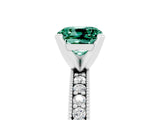 White gold Cushion Cut Green Sapphire Milgrain Pavé Engagement Ring with Four-Prong Setting_17
