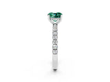 White gold Cushion Cut Green Sapphire Pave Band Solitaire Ring with Four-Prong Setting_26