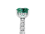 White gold Cushion Cut Green Sapphire Pave Band Solitaire Ring with Four-Prong Setting_29