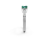 White gold Cushion Cut Green Sapphire Ring with Milgrain Pavé Band and Four-Prong Setting_14