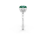 White gold Cushion Cut Green Sapphire Ring with Side Stones and Four-Prong Setting_38