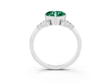 White gold Cushion Cut Green Sapphire Ring with Side Stones and Four-Prong Setting_39